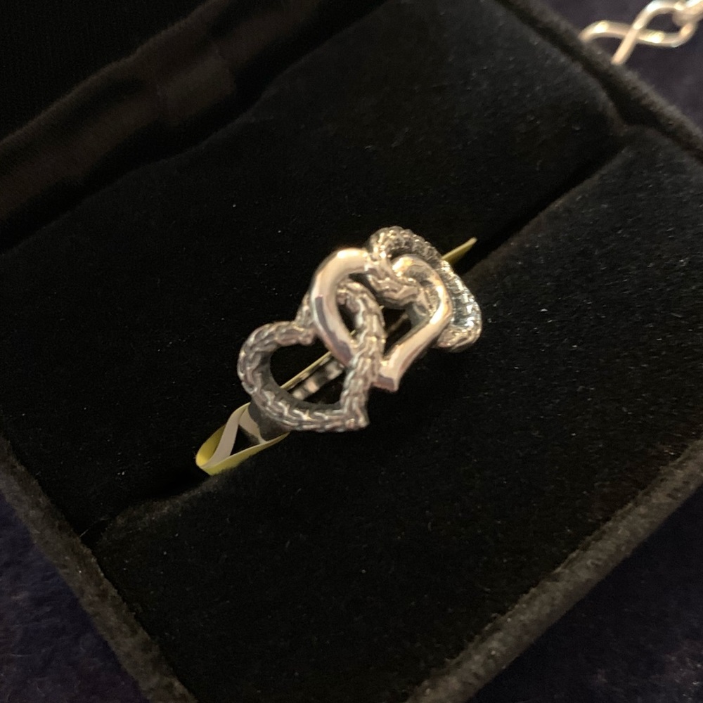 Sterling linked heart ring